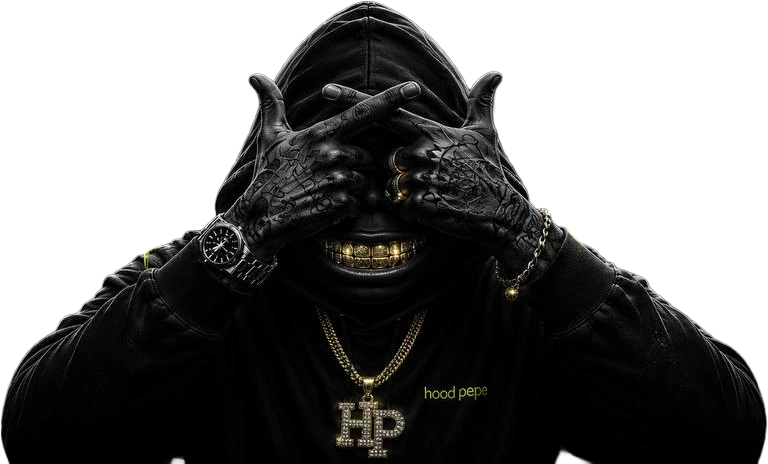 Hood Pepe — hooded figure with HP chain